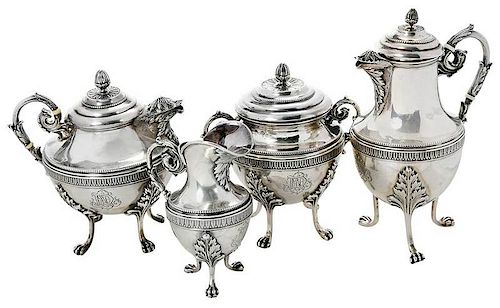 Four Piece French Silver Individual Tea Service