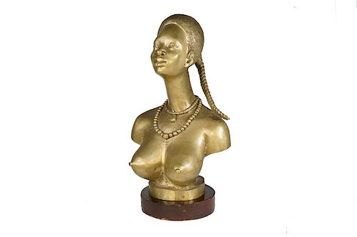 Benin-Edo Bronze Bust on Custom Base 21"