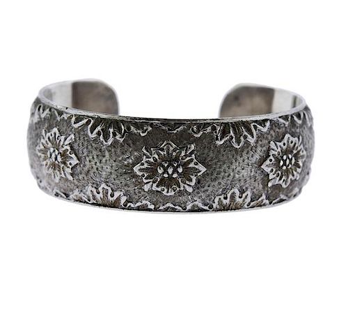 Buccellati Sterling Silver Flower Cuff Bracelet