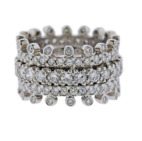 Platinum Diamond Wide Wedding Band Ring