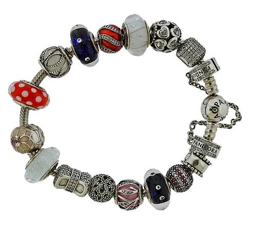 Pandora Silver Colored Stones Bracelet