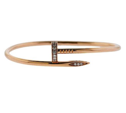 18k Rose Gold Diamond Nail Bracelet 