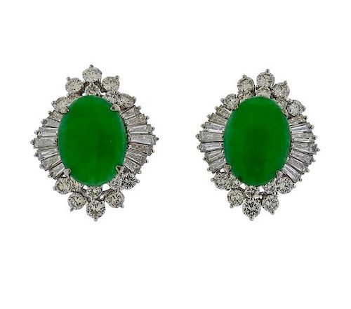 18K Gold Diamond Jade Earrings