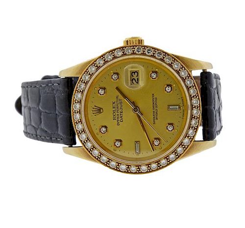 Rolex  Datejust 18K Gold Diamond Watch ref. 16018