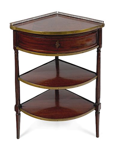 A French Brass Mounted Mahogany Corner Table