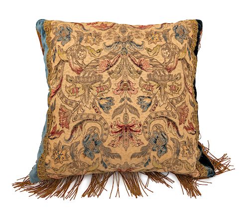 An Embroidered Throw Pillow