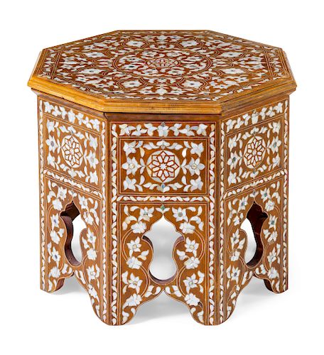 A Syrian Mother-of-Pearl Inlaid Side Table