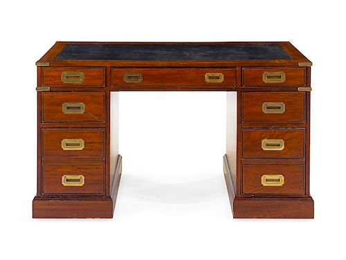 A George III Style Brass Mounted Campaign Desk