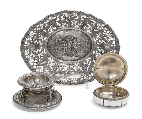 A Group of Three German Silver Holloware Articles