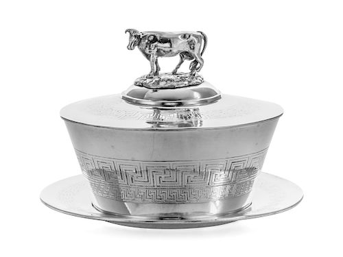 A Victorian Silver Covered Butter Dish