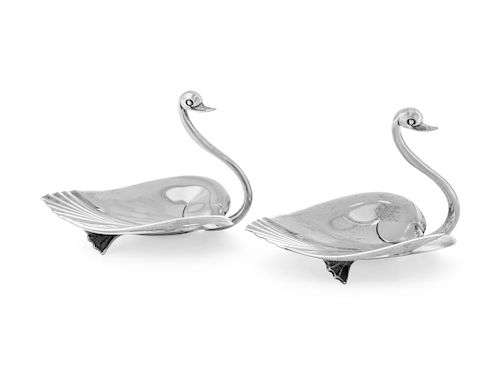 A Pair of American Silver Zoomorphic Butter Dishes