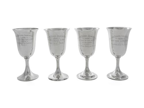 Four American Silver Trophy Goblets