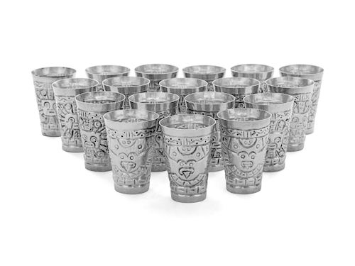 A Set of Eighteen South American Shot Glasses