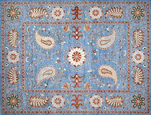 Hand Knotted Peshawar with Suzani Design Oriental Rug