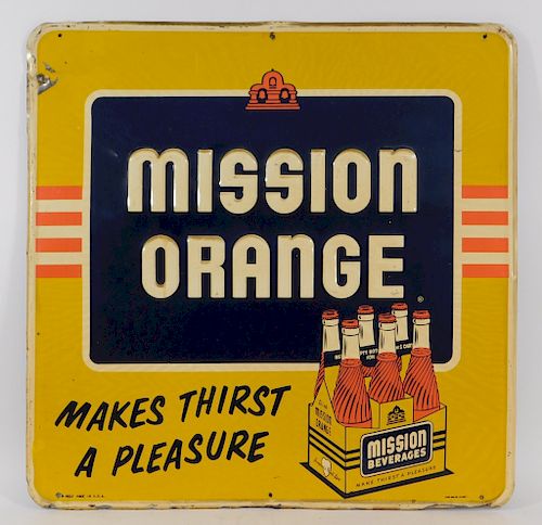 Stous Mission Orange Embossed Tin Advertising Sign