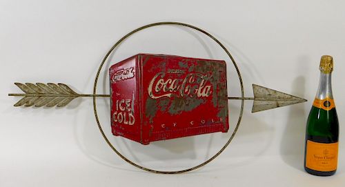 1940's Kay Coca Cola Store Tin Cooler Arrow Sign