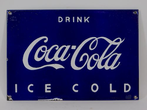 Coca-Cola Blue Porcelain Advertising Soda Sign