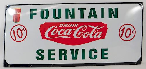 Coca-Cola Tin Fountain Service 10 Cent Sign