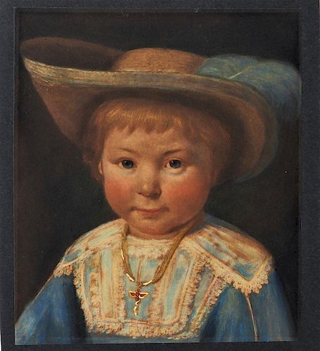 19C Dutch Realist Portrait Painting of a Young Boy
