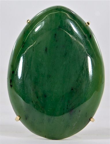 Spinach Jade & 14K Yellow Gold Ovoid Pendant