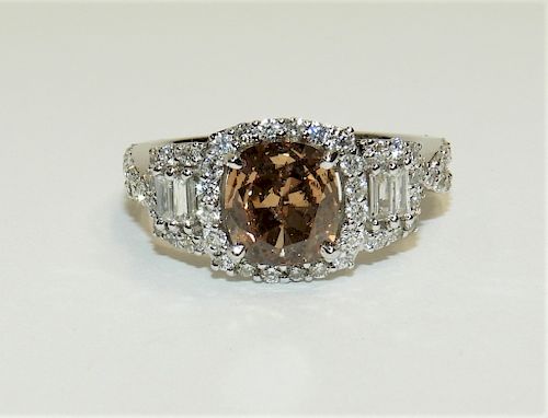 18K White Gold 1.52ct Fancy Brown Diamond Ring