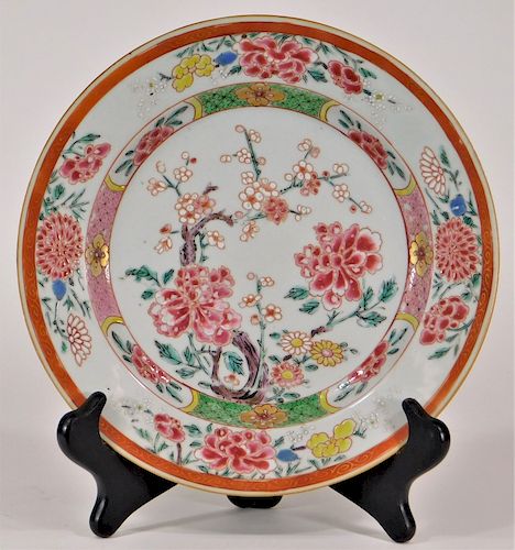 Chinese Export Famille Rose Cherry Blossom Plate
