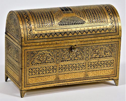 Middle Eastern Damascene Niello Inlaid Metal Box