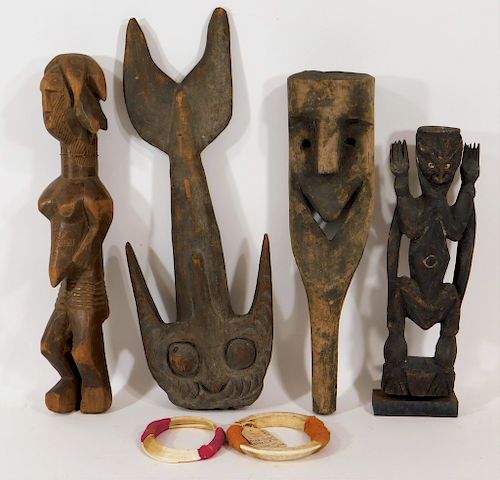 6PC African & Oceanic Mask Hook Ibeji Figure Group