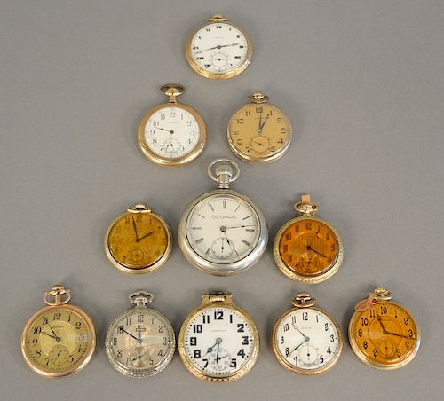 Eleven pocket watches to include Illinois, Waltham, Hamilton, Elgin, etc.