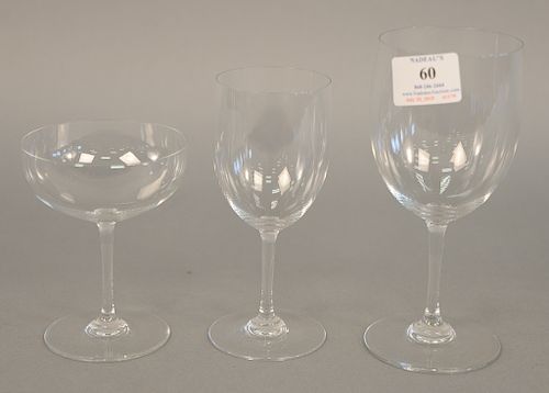 Set of thirty five Baccarat stem glasses in three different size to include twelve red wine glasses, ht. 7 in., white wine glasses h...