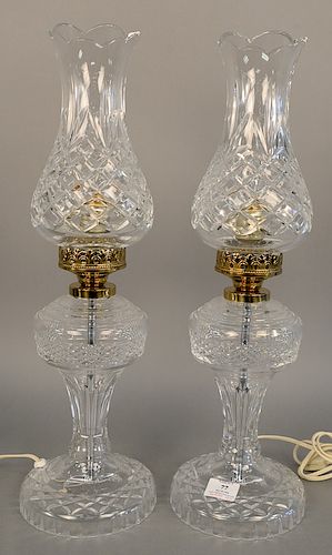 Pair of Waterford crystal table lamps with crystal shades. ht. 22 in.