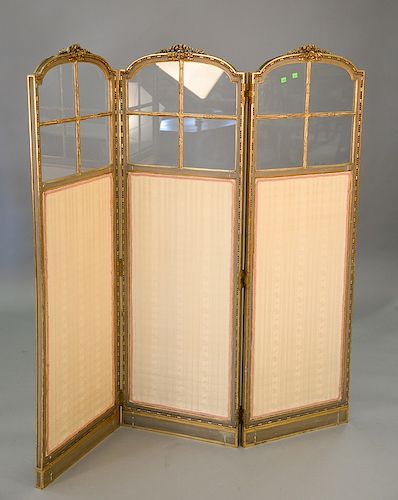 French style three panel dressing screen. ht. 61 1/2 in., wd. 60 in.