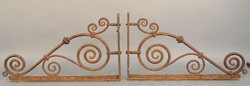 Pair of large wrought iron brackets. ht. 19 1/2 in., lg. 34 in.