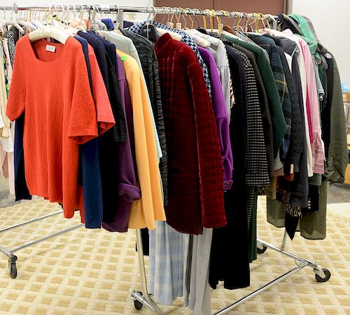 Three racks of women's clothing to include makers gerard Dorel Gispa Amina Rubinacci etc.