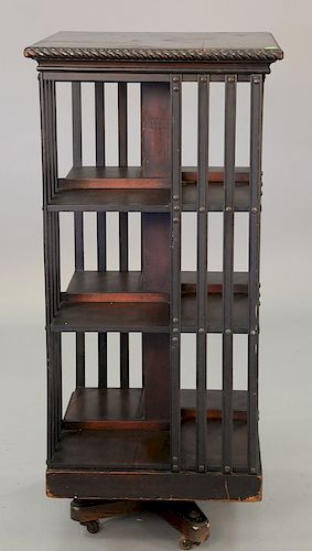 Mahogany Victorian revolving bookcase. ht. 45 in., top: 20 1/2" x 20 1/2"