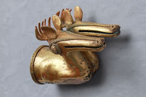 Pre-Columbian Gold Sinu Double Deer Finial