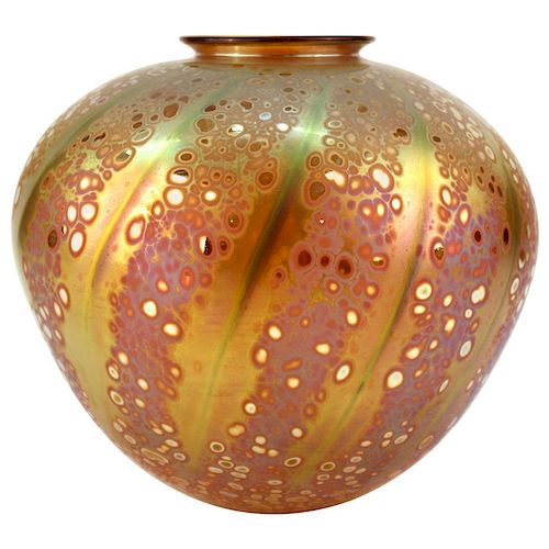 Craig Zweifel Iridescent Modern Art Glass Vase