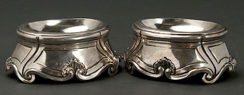 Continental Silver Repousse Master Salts 18th C Pr
