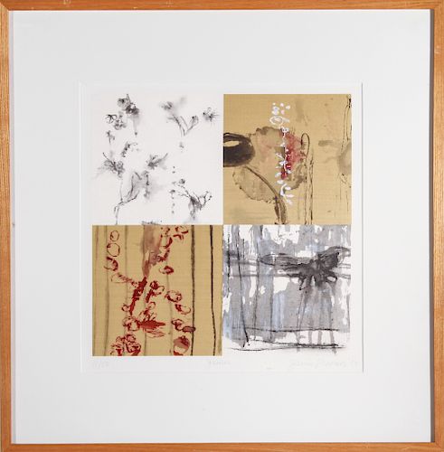 Janis Provisor "Jumu" Abstract Woodcut on Silk