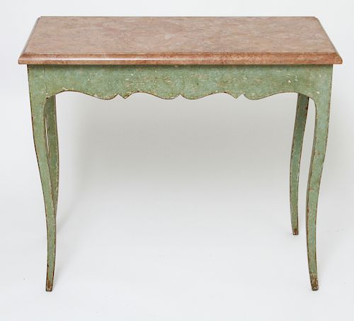 Queen Anne Manner Marble Top Side Table