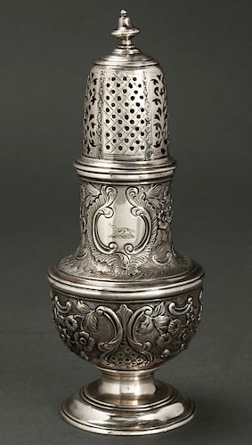 English Georgian Sterling Silver Caster 18th C.