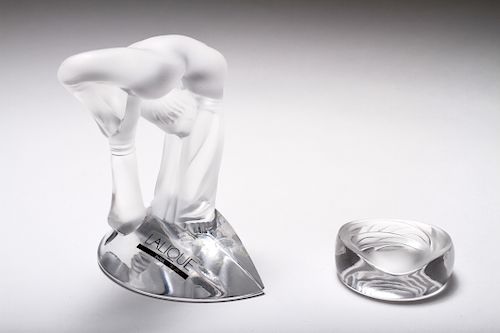 Lalique Frosted Art Glass Figure & Knife Rest