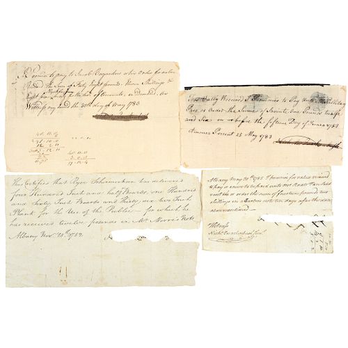 1782-1785 FOUR Revolutionary War Continental Army Quartermaster Receipts