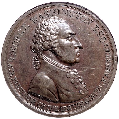 1799 George Washington Westwood Medal. First Rev. Bronze. Baker-80A NGC MS-63 BN
