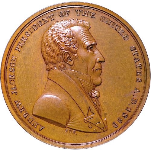 1829 Rarest Andrew Jackson Indian Peace Medal 51mm in Bronze NGC Mint State-65