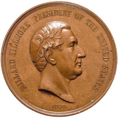1850 Millard Fillmore Indian Peace Medal 76mm Julian IP-30 Bronze