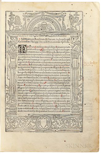 Apuleius (c. 124-c. 170 AD); ed. Filippo Beroaldo the Elder (1435-1505) Commentarii a Philipo Beroaldo Conditi in Asinu[m] Aureu[m] Luc