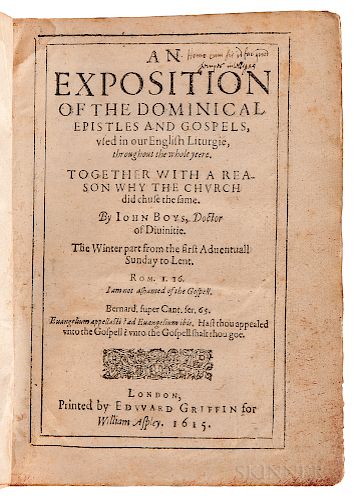 Boys, John (1571-1625) An Exposition of the Dominical Epistles and Gospels, Used in our English Liturgie, throughout the Whole Year.