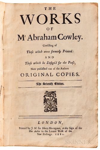 Cowley, Abraham (1618-1667) The Works.