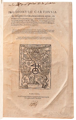 Denis the Carthusian (1402-1471) [aka] Denys van Leeuwen, Denis Ryckel, Dionysius van Rijkel, Dionysius Carthusianus, etc. Insigne Comm